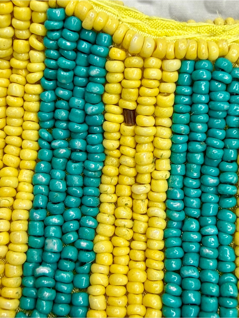 Viral Beaded Yellow & Teal Striped Sardine Tote - Picture 4 of 6